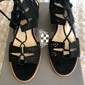 NEW Vince Camuto Retana Black Suede Sandals 8.5M